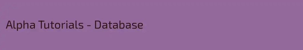 Alpha Tutorials - Database